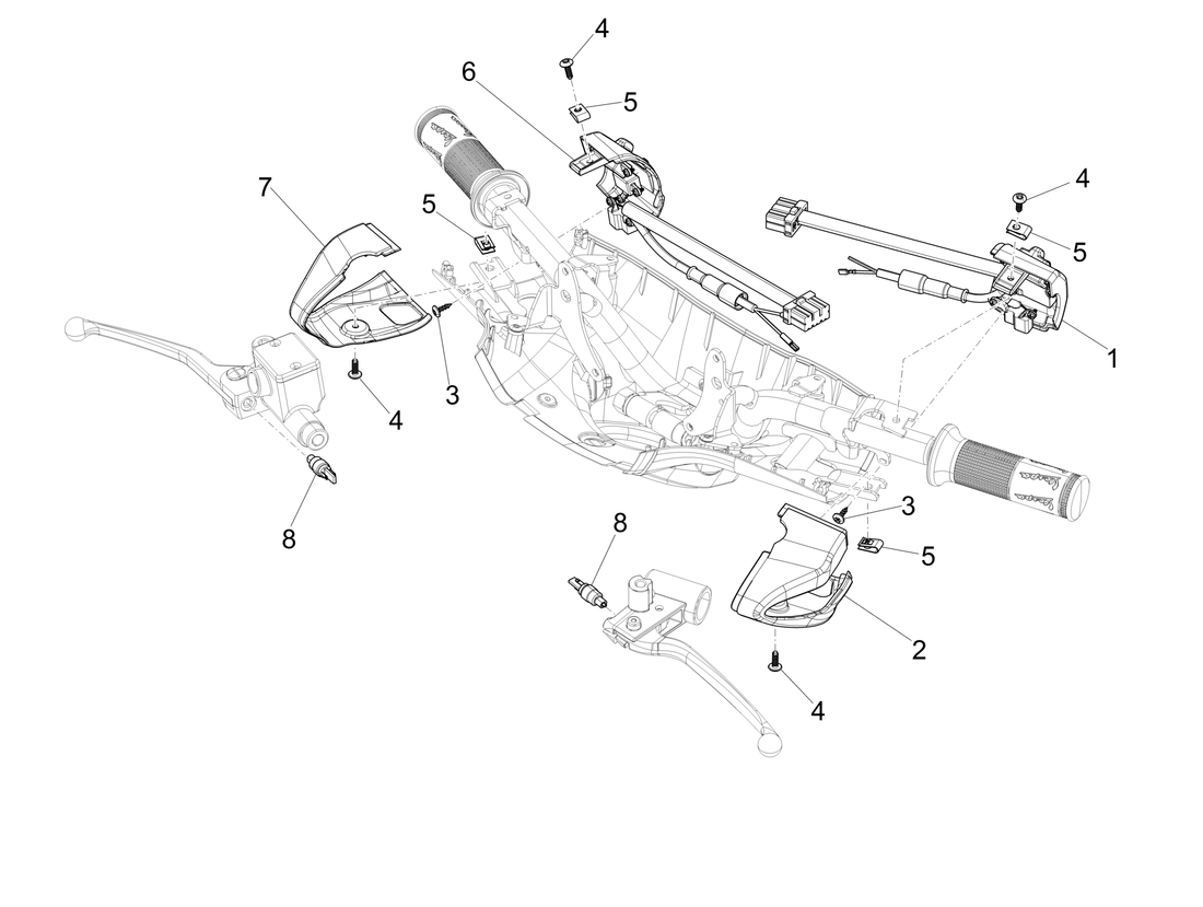 Vespa Sprint 50 25 kmh E5 2020 – Schakelaars Drukknopschakelaar