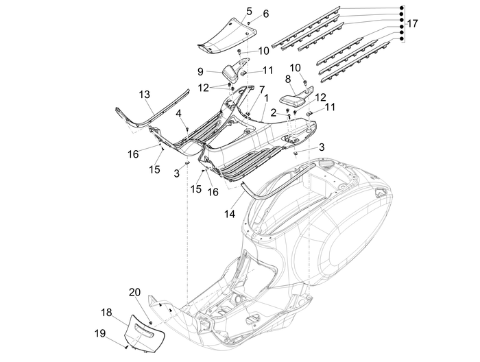 Vespa Sprint 50 2T NOABS E2 2014-2017 – Treeplaat Voetsteunen