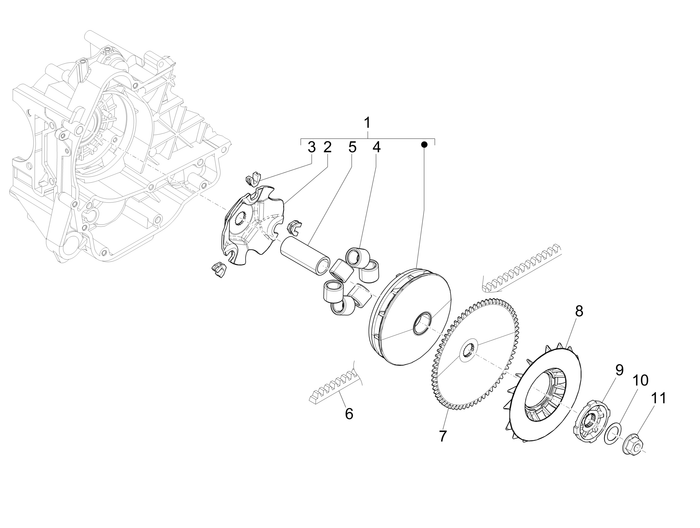 Vespa Sprint 50 4T-3V E4 2017 - 2020 – Aandrijfkoppeling