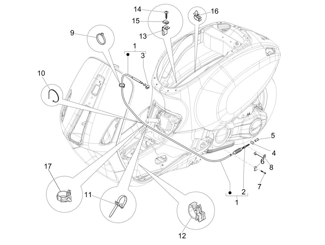 Vespa Sprint 50 4T-3V E4 2017 - 2020 – Kabels
