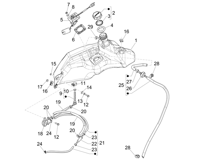 Vespa Sprint 50 4T 2V 25 kmh NOABS E2 2014-2017 – Brandstoftank