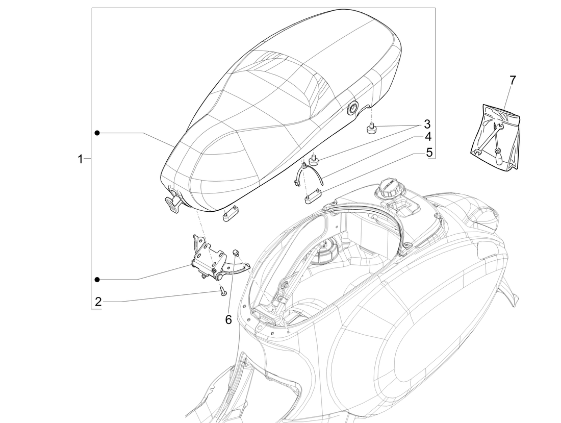 Vespa Sprint 50 4T 2V 25 kmh NOABS E2 2014-2017 – Zadel