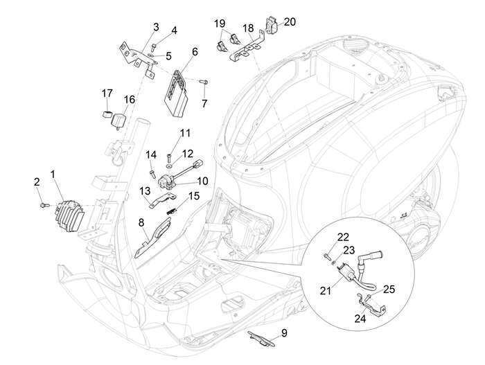 Vespa Sprint 50 4T 3V 25 kmh E4 2017-2020 – Spanningsregelaar Cdi Bobine