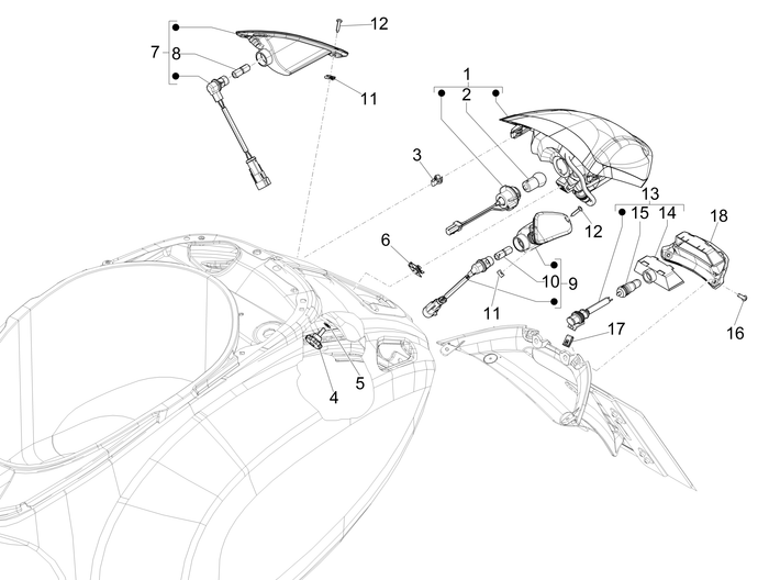 Vespa Sprint 50 4T 3V E5 2020 – Achterlichten Knipperlichten