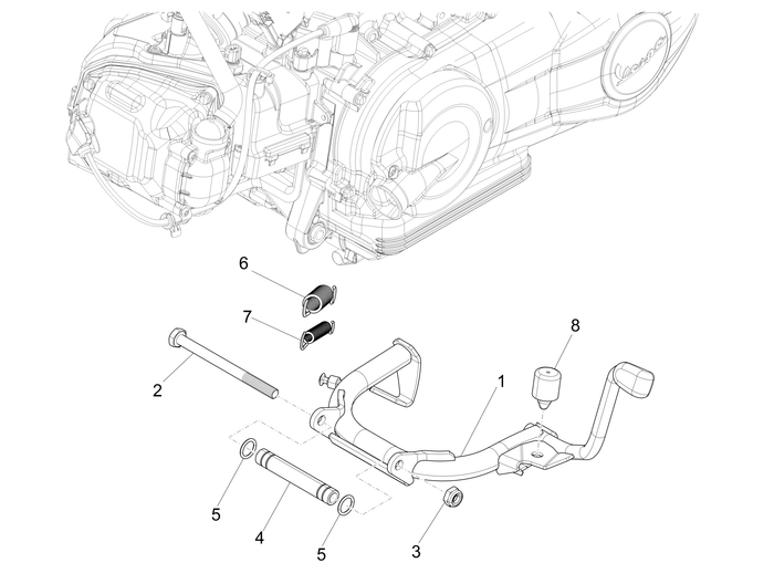 Vespa Sprint 50 4T 3V E5 2020 – Middenstandaard