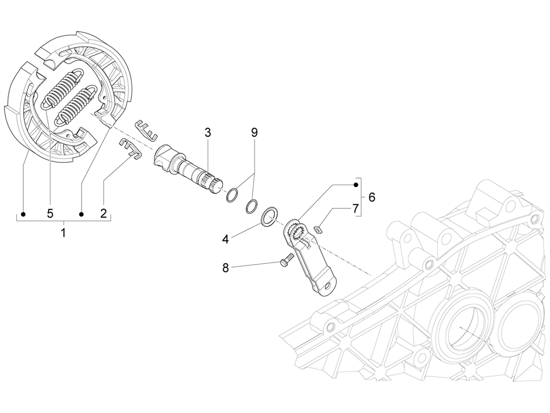 Vespa Sprint 50 4T 4V NOABS E2 2014-2017 – Achterrem Remschoensets