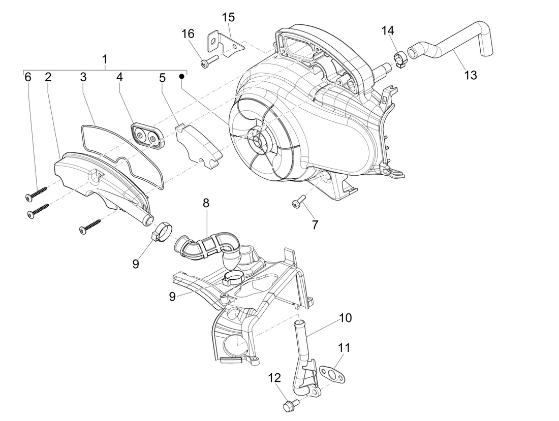 Vespa Sprint 50 4T 4V NOABS E2 2014-2017 – Luchtfilterhuis