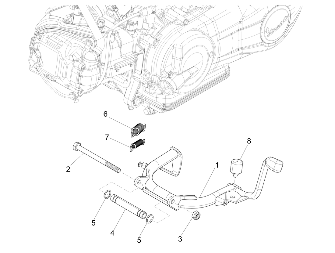 Vespa Sprint 50 4T 4V NOABS E2 2014-2017 – Middenstandaard