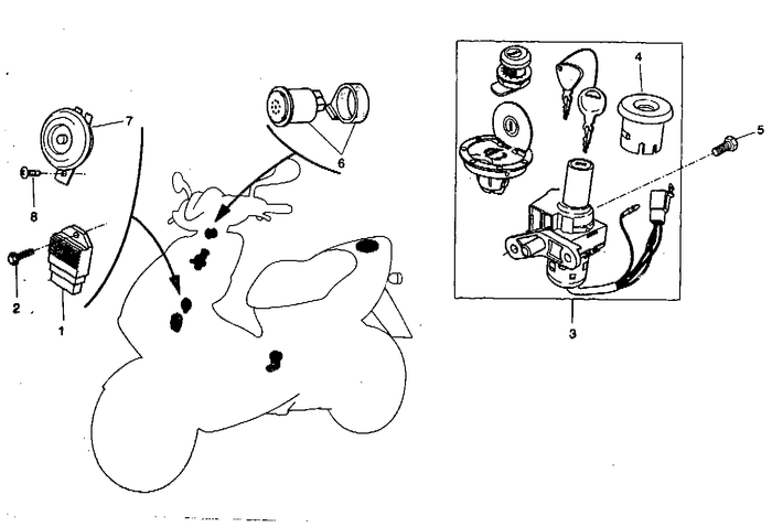 Yamaha Aerox 50 R – Regelaar Claxon Contactslot