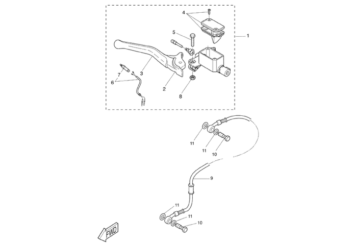 Yamaha Aerox 50 SP – Hoofdremcilinder Voor