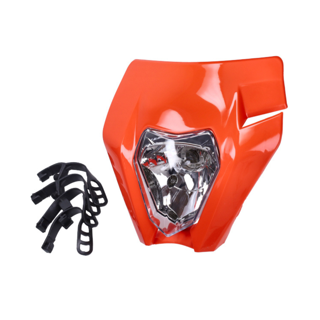 Scheinwerferspoiler + Beleuchtung Orange Typ KTM Derbi / Aprilia